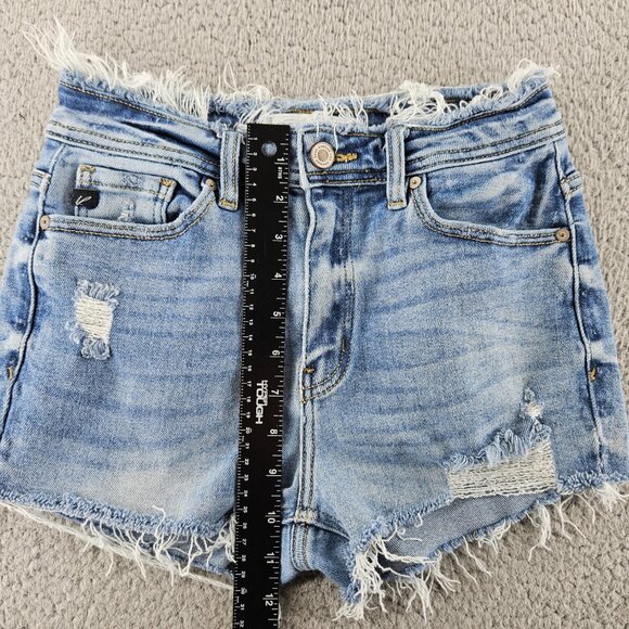 KanCan Shorts Womens 25 Distressed Denim Mid Rise Frayed Hem Raw Cut Casual - Picture 9 of 16